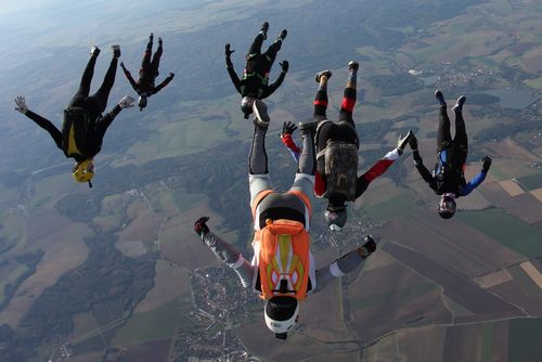 skydivers in the air