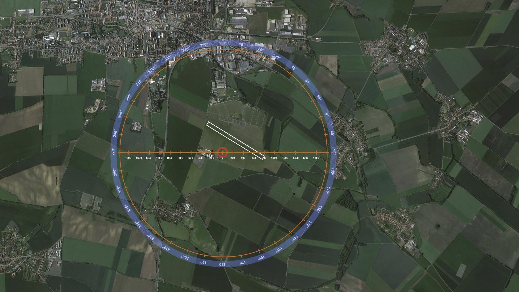 mapa letiště a náletu
