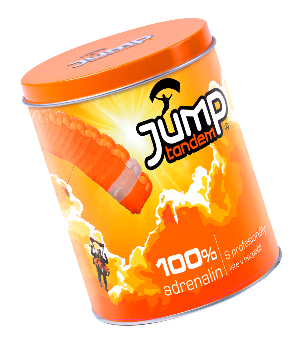 Oranžová plechovka Jump Tandem